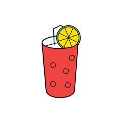 Refreshing strawberry lemonade with ice and lemon slice banner advertisement