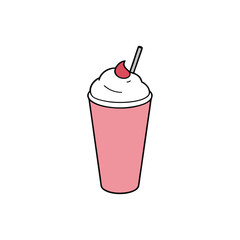 Delicious strawberry yogurt drink with a creamy swirl illustration