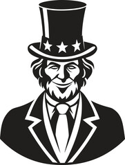 Uncle Sam hat silhouette. Patriotism, USA, Independence Day, celebration vector isolate on white background