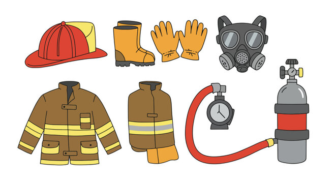 Firefighter Equipment and Safety Gear Illustration