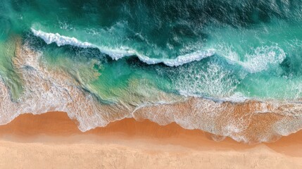 High-angle view of a beach and waves