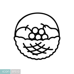 Autumn Fruit Basket Line Art Icon