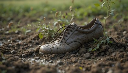 hiking boots in the forest