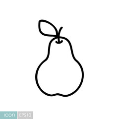 Simple Pear Fruit Line Art Icon