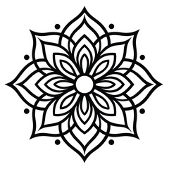 Intricate Black and White Mandala Flower Design