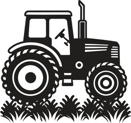 Farm tractor silhouette. Agriculture, farming, machinery, field vector isolate on white background