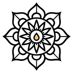 Intricate Geometric Mandala Design with Golden Drop