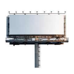 Obraz premium Empty billboard standing tall against the sky at sunset in an urban environment for advertising opportunities