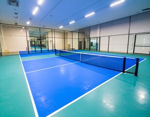 Luxury Indoor Padel Court with Vibrant Colors