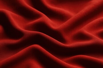 Obraz premium A close-up of a rich red fabric with a wavy texture, evoking the soft folds of a draped garment or the undulating waves of a serene sea