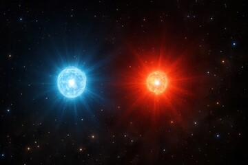 Fototapeta premium one bathed in cool blue light, the other radiating fiery red hues