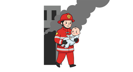 Firefighter Rescues Baby from Burning Building