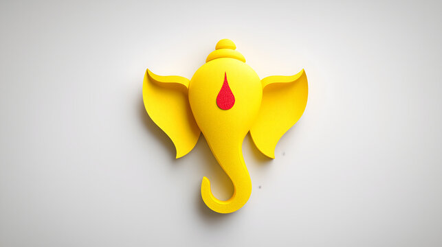Yellow Lord Ganesh head on white background