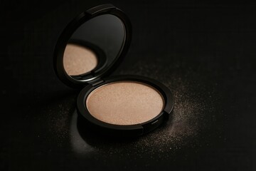 A Close-Up of a Makeup Blush Palette on a Black Background