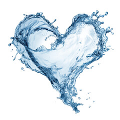 Obraz premium Water forming a heart shape with splashes and droplets creating a dynamic visual representation of love
