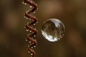 A Raindrop's Journey Over a Spiraling Thread