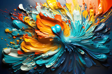 Colorful abstract swirl of paint creates vibrant visual display in contemporary art setting