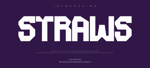 Straws Modern futuristic style alphabet display font vector illustration
