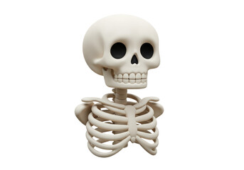 Isolated 3D Render of a Human Skeleton Torso and Skull, Halloween Anatomy Illustration
