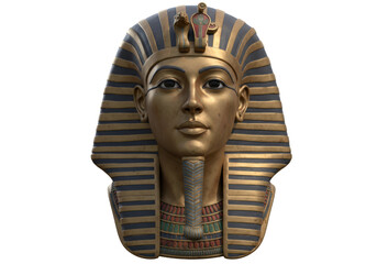 Isolated Ancient Egyptian Golden Pharaoh Tutankhamun's Burial Mask