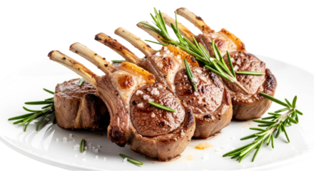 juicy roasted lamb chops with rosemary transparent background image for menus websites