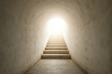 Obraz premium A solitary path illuminated by a radiant light at the end of an arched tunnel