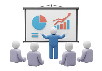 Isolated Business Presentation with Speaker and Audience 3D Render