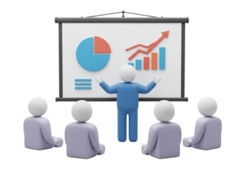 Isolated Business Presentation with Speaker and Audience 3D Render