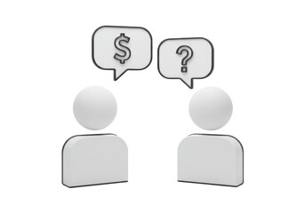 Isolated Two Figures with Speech Bubbles - Financial Question and Discussion Concept