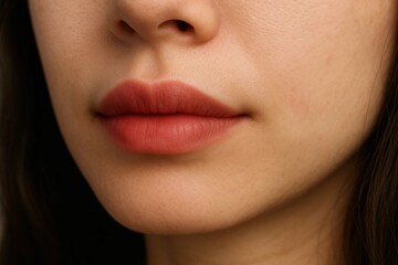 Fototapeta premium Close-up of a woman's lips, showcasing her natural beauty and elegance