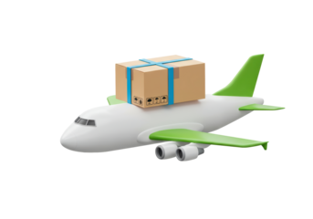 Isolated Cargo Plane with Shipping Box - Air Freight and Logistics Concept