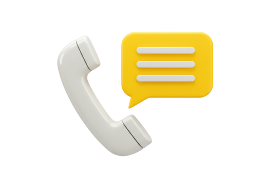 Isolated Phone Handset with Speech Bubble, Communication and Support Concept 3D Icon