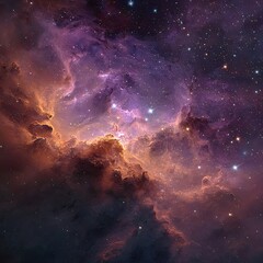 Fototapeta premium Stunning nebula filled with vibrant colors, stars. Cosmic dust, gas clouds