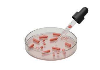 Isolated Petri Dish with Bacteria and Pipette, Microbiology and Science Research Concept 3D Render