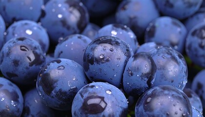 Close-up of plump, dark purple grapes