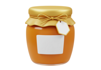 Isolated Glass Jar of Honey with Blank Label, Food and Product Packaging Mockup 3D Icon
