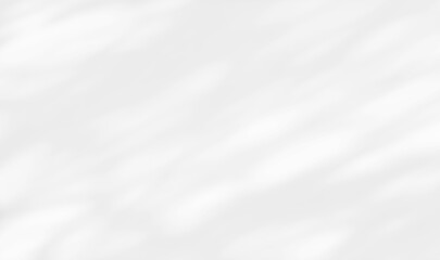 Obraz premium Shadow of leaves tree plant overlay on white wall. Sunlight effect shadow on the wall. Minimal blurred backdrop backgrounds. Summer tropical surface background.