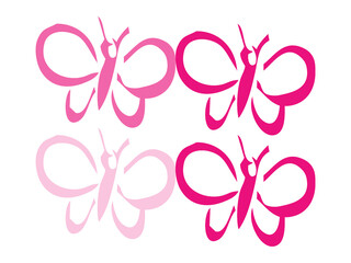 Pink abstract butterfly symmetrical design illustration on white art