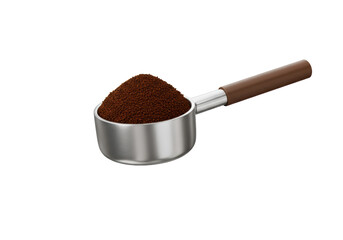 Isolated 3D Render: Measuring Spoon Filled with Ground Coffee, Perfect for Brewing and Recipes