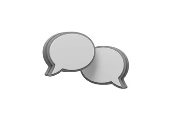 Isolated 3D Render of Two Gray Speech Bubbles for Conversation