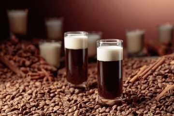 White Russian cocktail. Vodka, coffee liqueur, and cream.