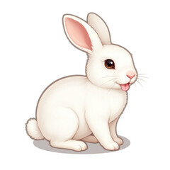 Cute white rabbit with big ears and smiling face