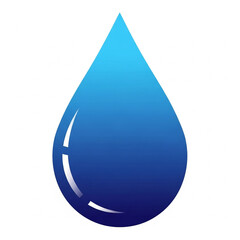 A simple, stylized illustration of a single, gradient blue water droplet against a white background.