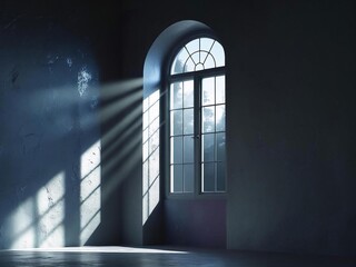 Moonlight shines through the window into the room.