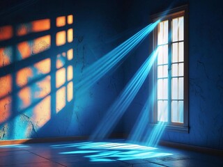 Moonlight shines through the window into the room.