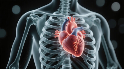 Human Heart Anatomy Displaying Cardiovascular System Structure