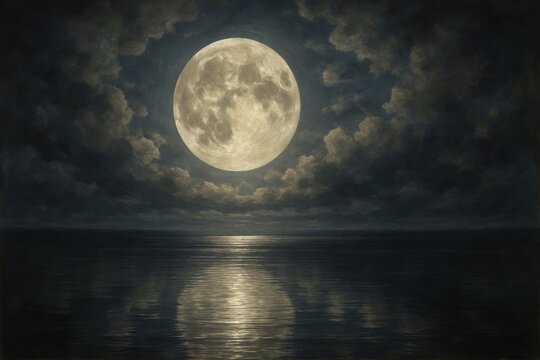 A Serene Moonlit Seascape