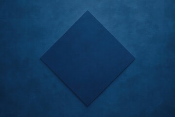 Amidst the vast expanse of blue, a solitary diamond-shaped cutout stands out, its edges sharply defined against the softly blurred backdrop