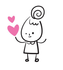 (heart) Collection of hand drawn lady business worker icons. Vector illustration.	