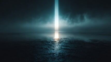 Abstract Illuminated Water Scene With Light Beam